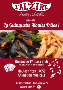 affiche pour la guinguette moules frites à jarnages